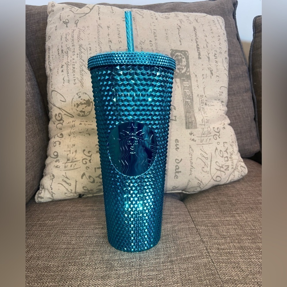 Starbucks blue chrome studded